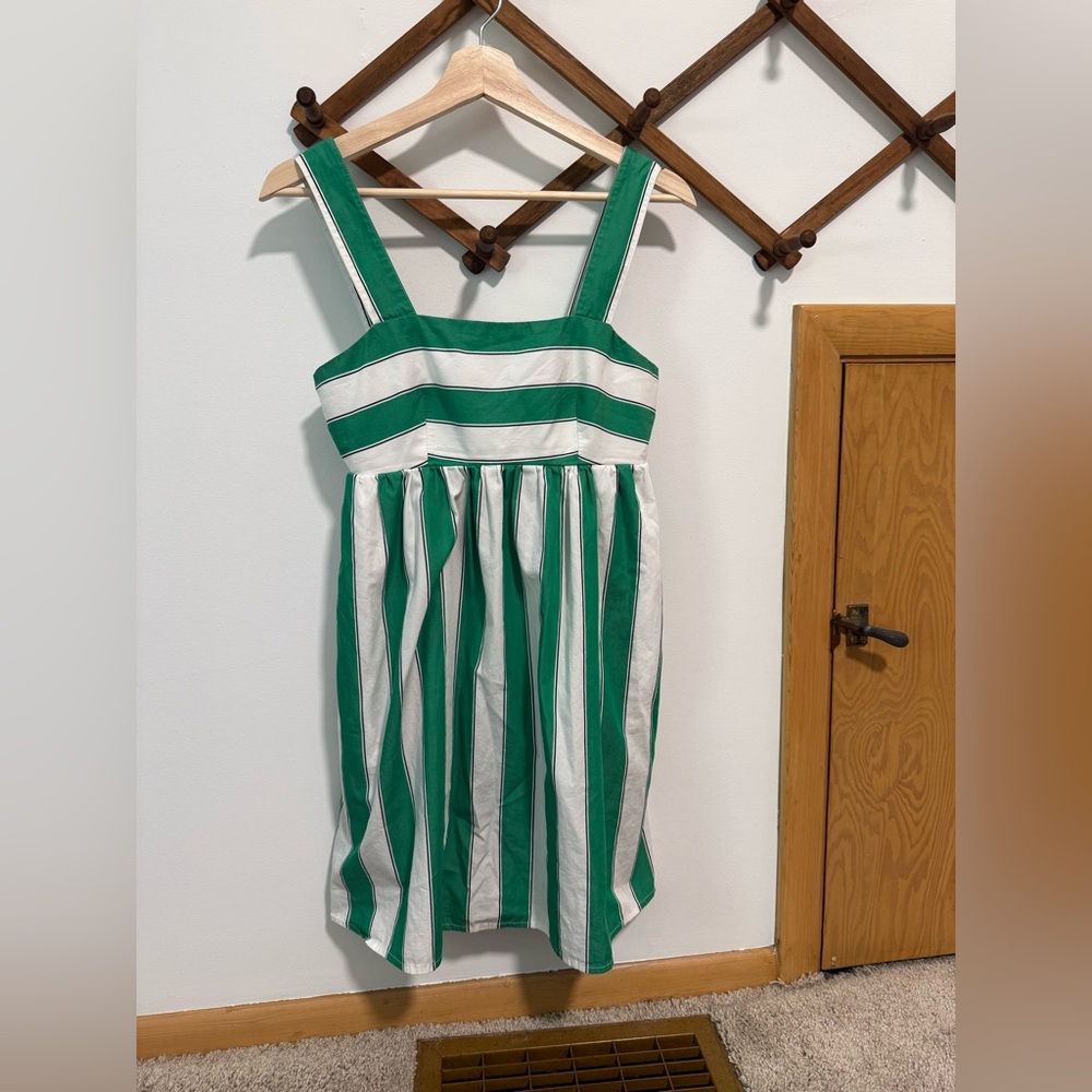 100% Cotton GAP Green and White Striped Sundress